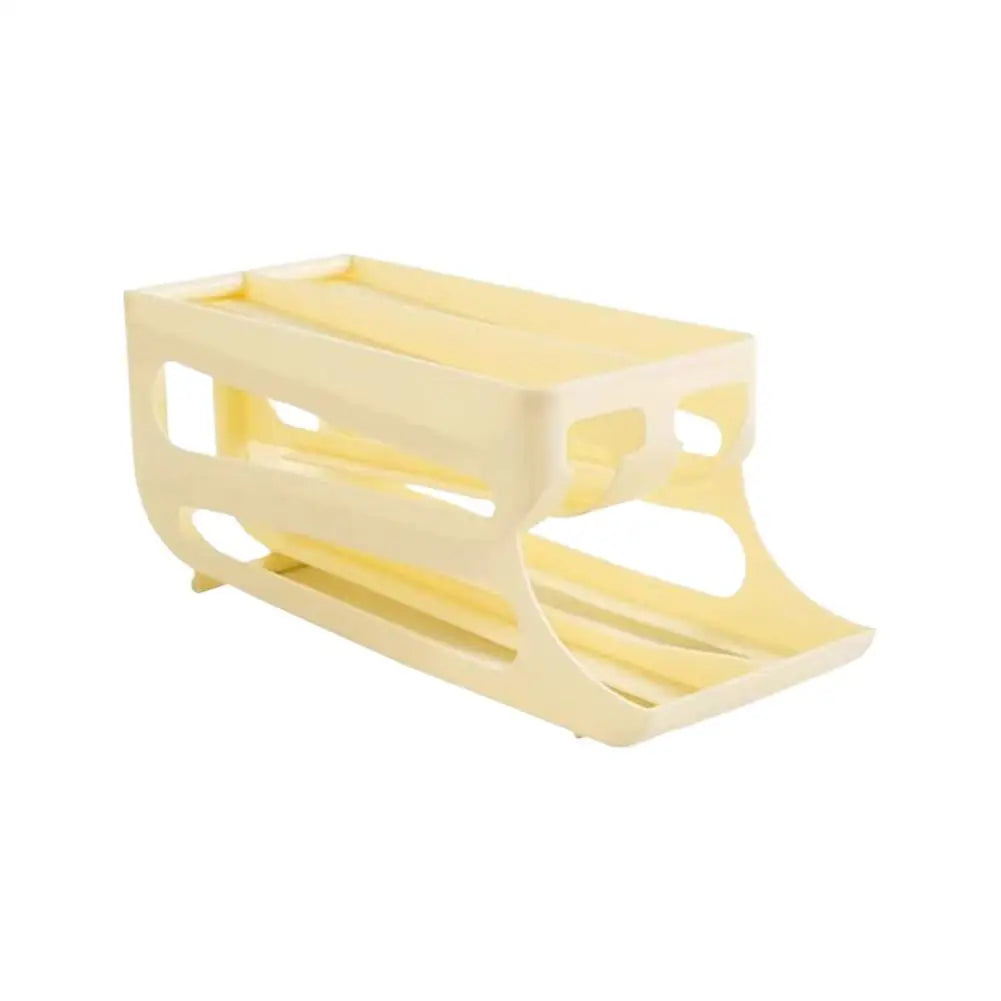 Rolling Egg Organiser 60 Egg Auto-Roll Multi-Tier Fridge Storage Rack - Yellow