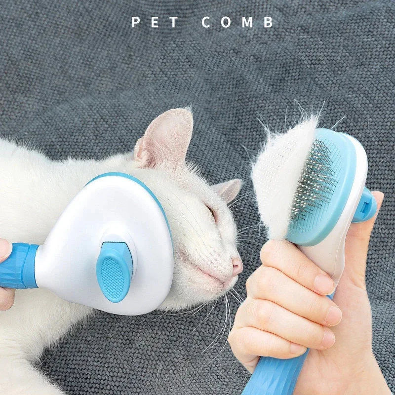 Pet Grooming Comb Floating Hair Removal Gentle Massage Brush for Cats and Dogs - Pink