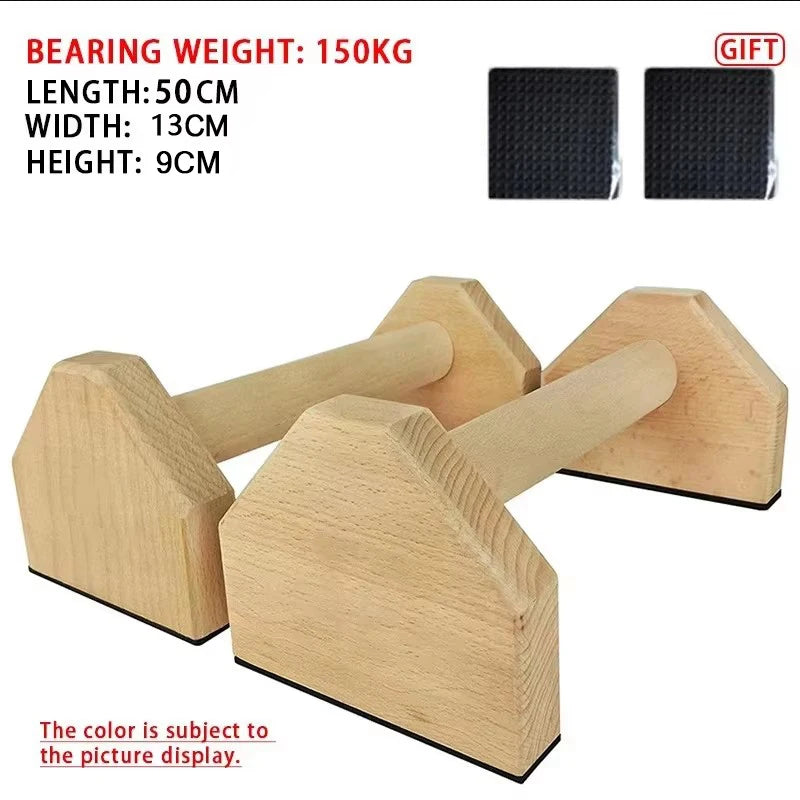Wooden Push Up Bars Non Slip Parallettes Stand Heavy Duty Home Strength Training - 1 Pair