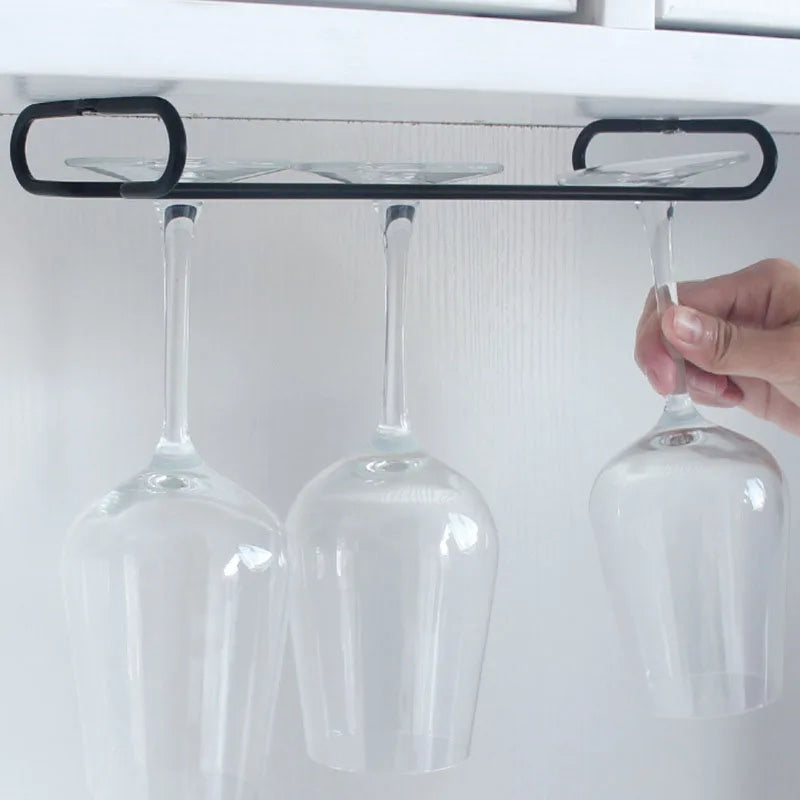 Stainless Steel Hanging Wine Glass Holder Under Cabinet Rack – Silver