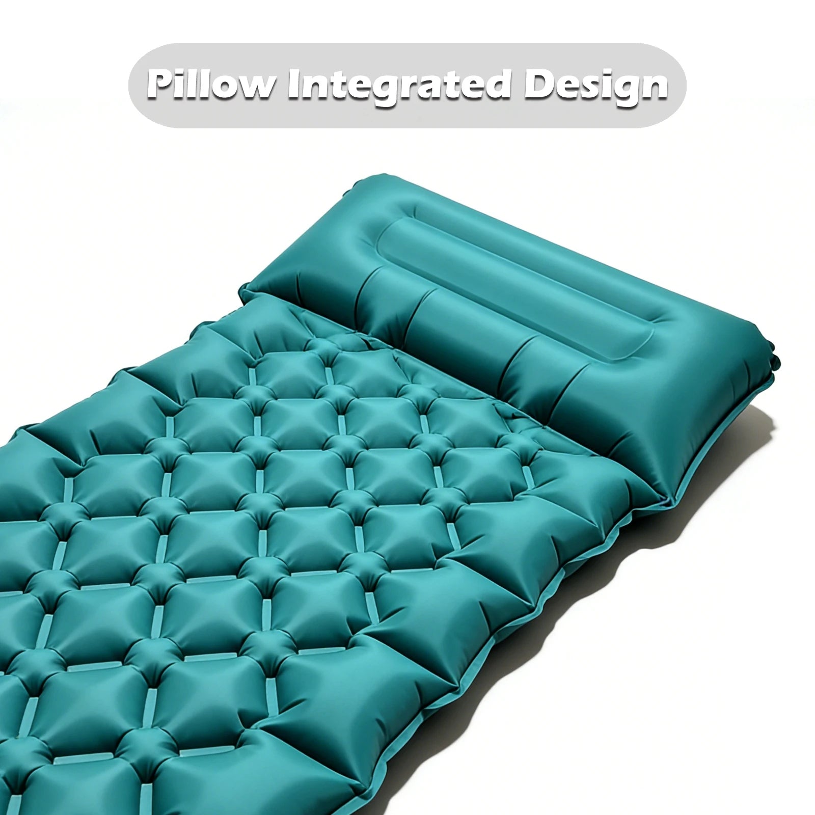 Camping Sleeping Pad Inflatable Mattress 206cm Portable Folding Bed with Built in Foot Pump - Dark Blue