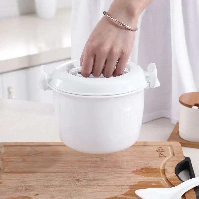 Small Microwave Rice Cooker Steamer Multifunction Cooking Container with Insulated Handles