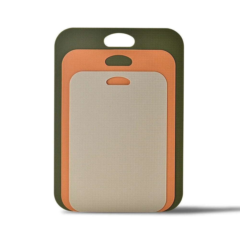 3 Piece Flexible Cutting Board Set Colour Coded Plastic Chopping Mats for Meat Vegetables Fruits and Food Preparation