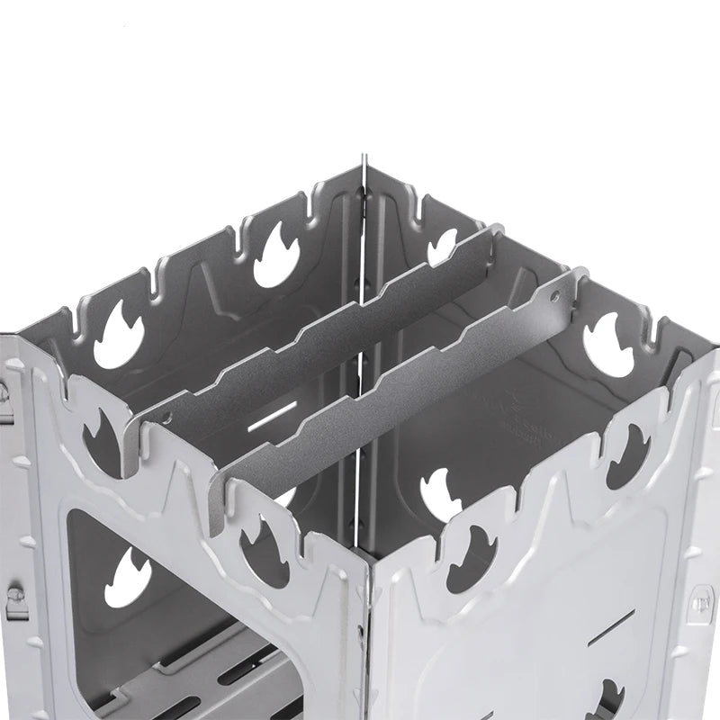 Titanium Camping Wood Stove Foldable Ultralight Backpacking Fire Box BBQ Grill – Silver