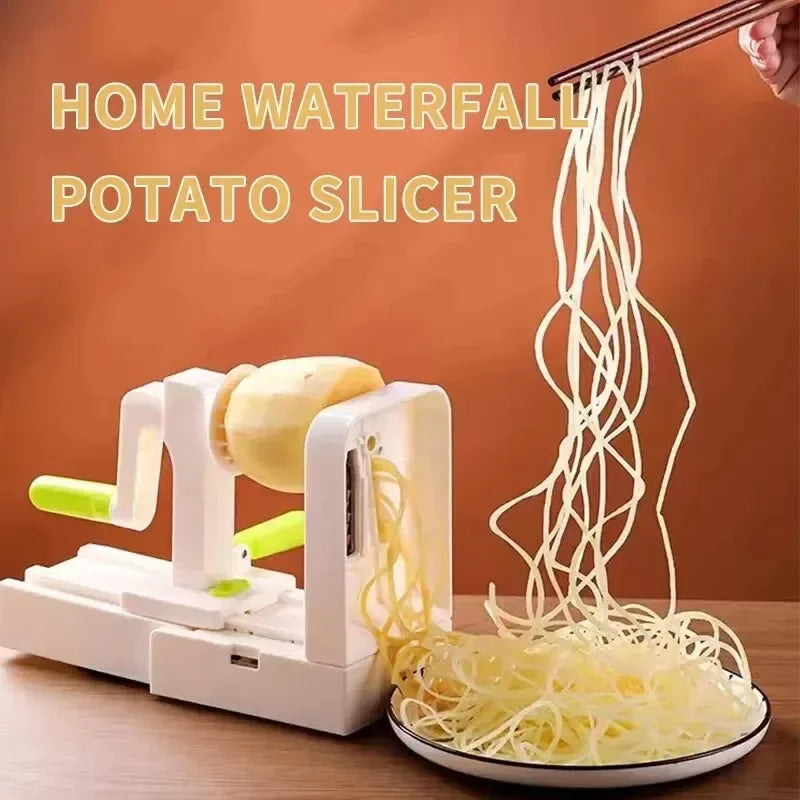 Vegetable Spiraliser 5 Blade Foldable Slicer with Suction Base - Green