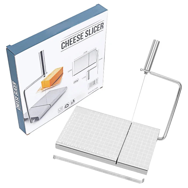 Stainless Steel Cheese Slicer with Measurement Board Wire Cutter for Cheese Butter and Sausage
