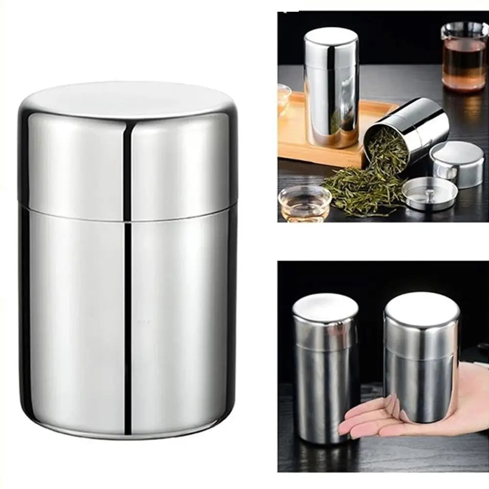 400ml Stainless Steel Tea Storage Canister Airtight Moisture Proof Coffee Tea Container – Silver