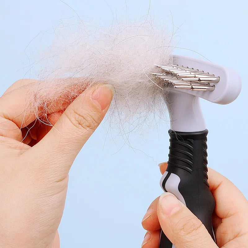 Pet Grooming Comb Stainless Steel Teeth Detangling Hair Knot Remover Massage Brush for Dogs and Cats