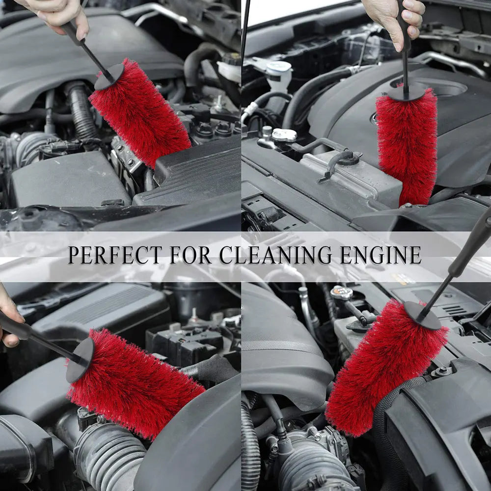 Wheel Cleaning Brush 45cm Soft Bristle Rim and Tyre Scrub Tool for Vehicle Detailing