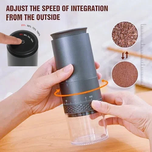 Coffee Mill Electric Portable 1500mAh USB Rechargeable Adjustable Ceramic Burr – White