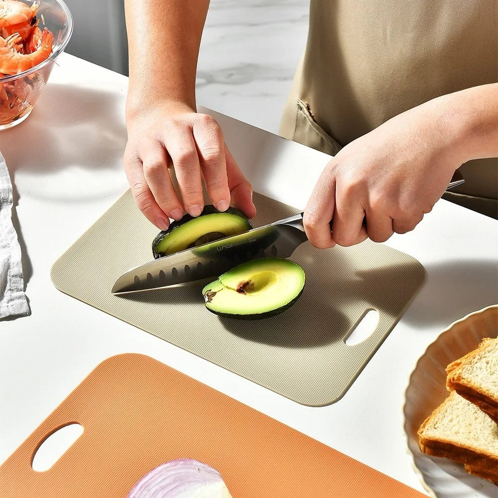 3 Piece Flexible Cutting Board Set Colour Coded Plastic Chopping Mats for Meat Vegetables Fruits and Food Preparation