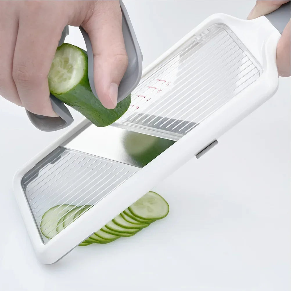 Multi Handheld Vegetable Slicer Adjustable Stainless Steel Mandoline Cutter and Grater – Grey