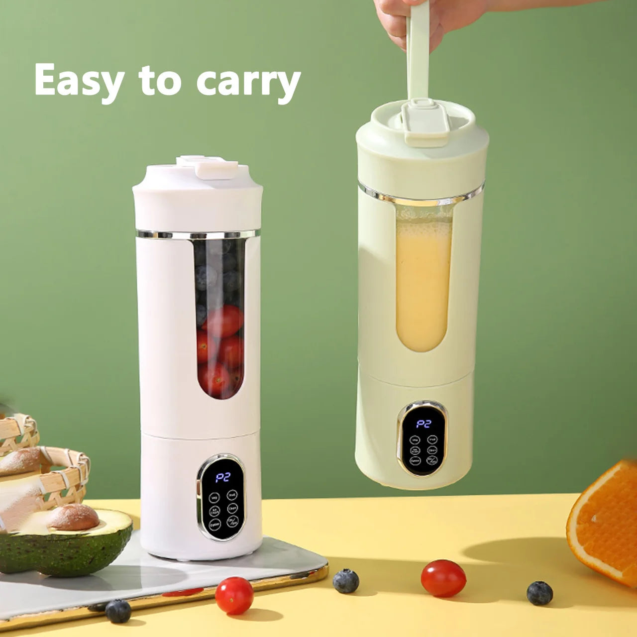 Portable Juicer 530ml Electric Blender USB Rechargeable 12 Blade Mixer with 4 Speed Settings - White