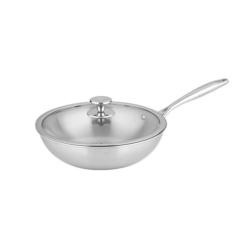 Wok Pan 32cm Titanium Alloy Uncoated Stir Fry Cookware Induction Compatible