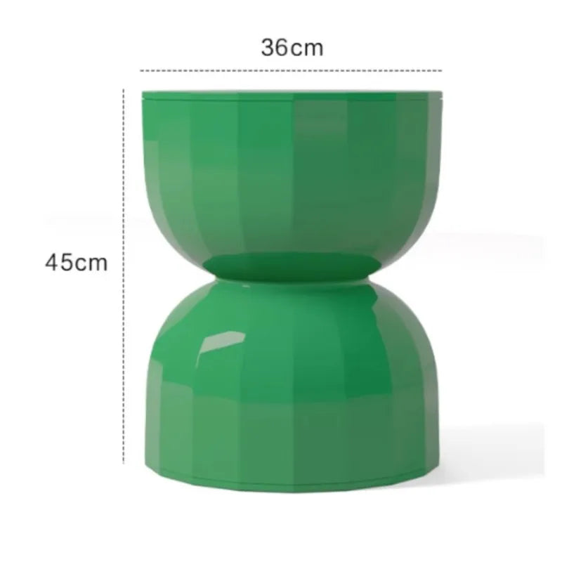 Side Table 45cm Hourglass Shape Stool Accent Coffee Table – Green