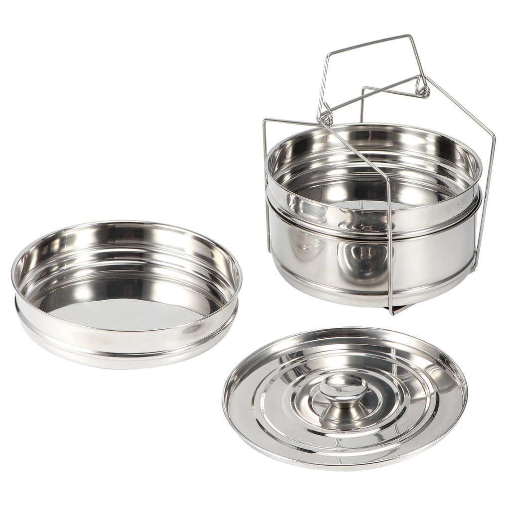 Steamer Pot 3 Tier Stainless Steel Stackable Cooker Insert Set with Lid and Handle
