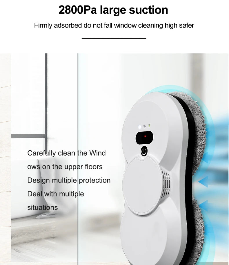 Window Cleaning Robot Automatic Water Spray Glass Cleaner with Remote Control – White