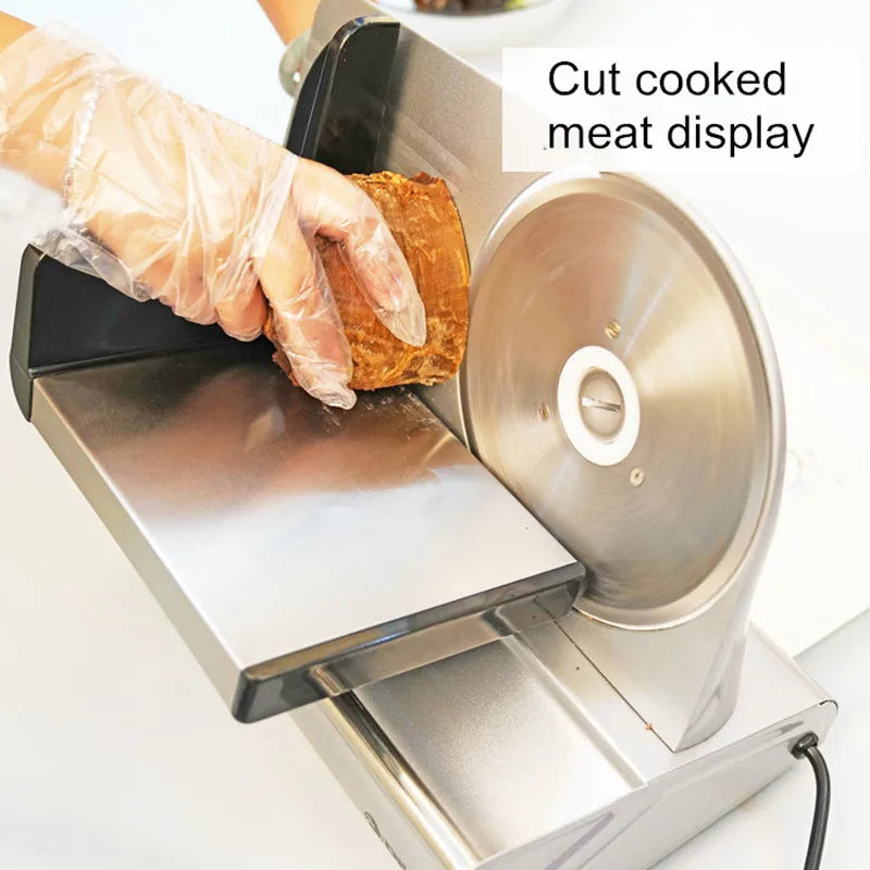Electric Meat Slicer 150W Stainless Steel Food Cutter Adjustable 15mm Thickness – Gray