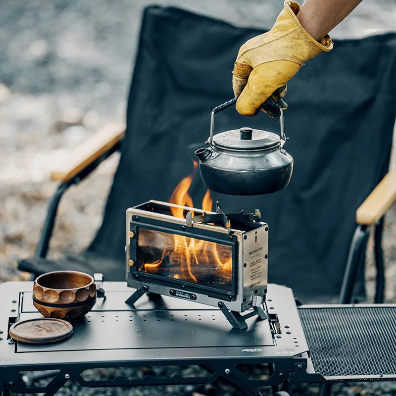 Mini Camping Stove Portable Stainless Steel Folding Firewood Stove - 1 Pc