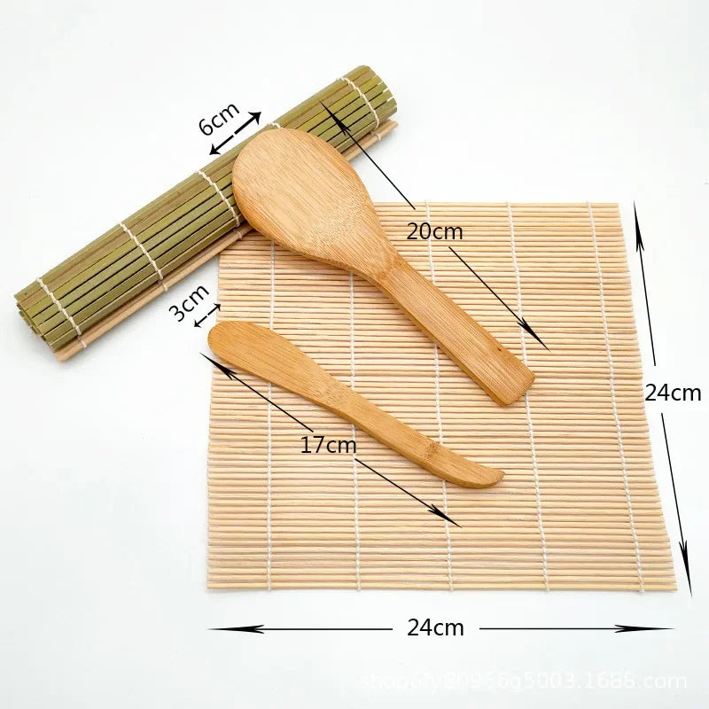 Sushi Making Kit 30.5cm Bamboo Sushi Roller Set Rice Mold Chopsticks DIY Tools - Black