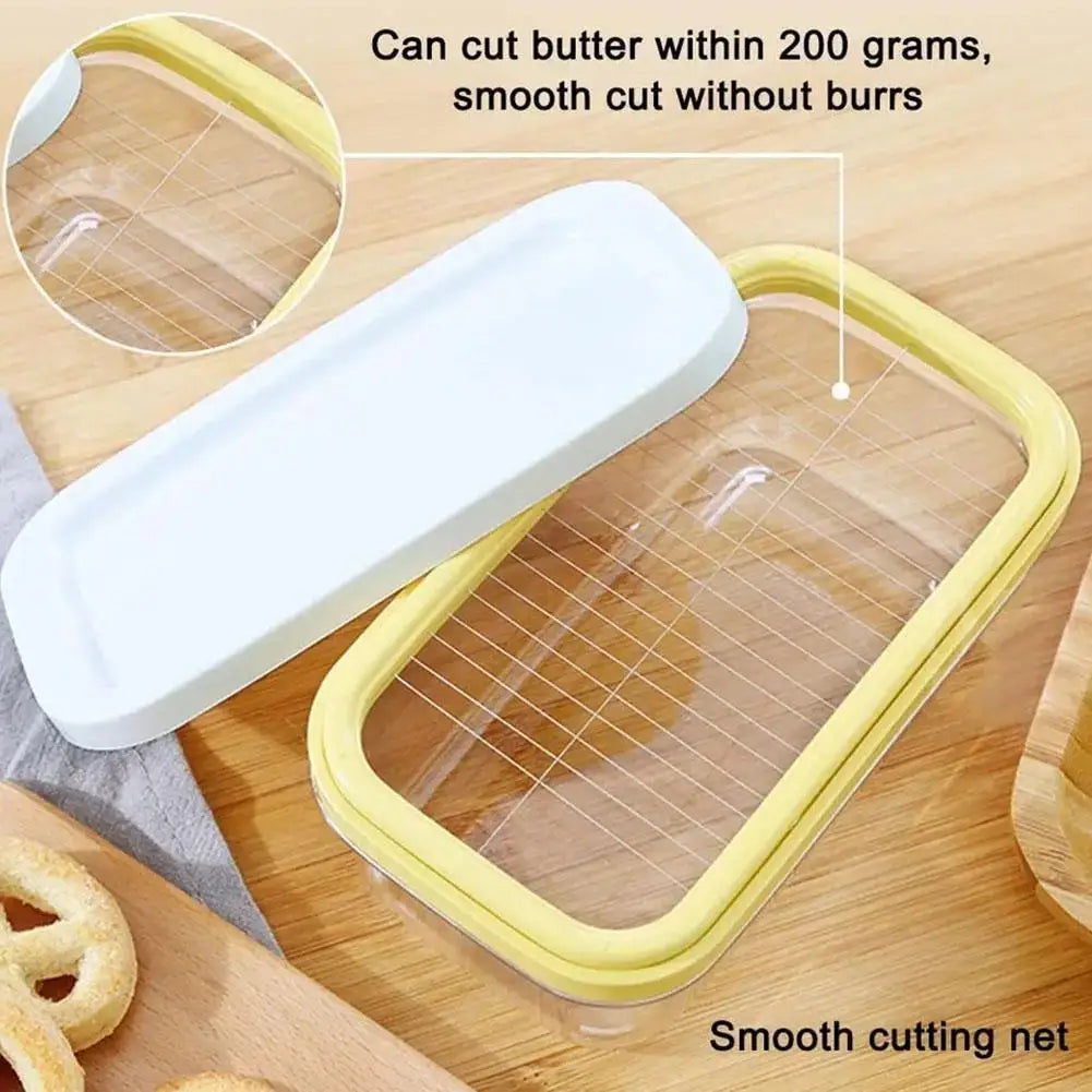 Butter Storage Container with Cutter 200g Cheese Keeper Food Storage Box for Refrigerator – Yellow