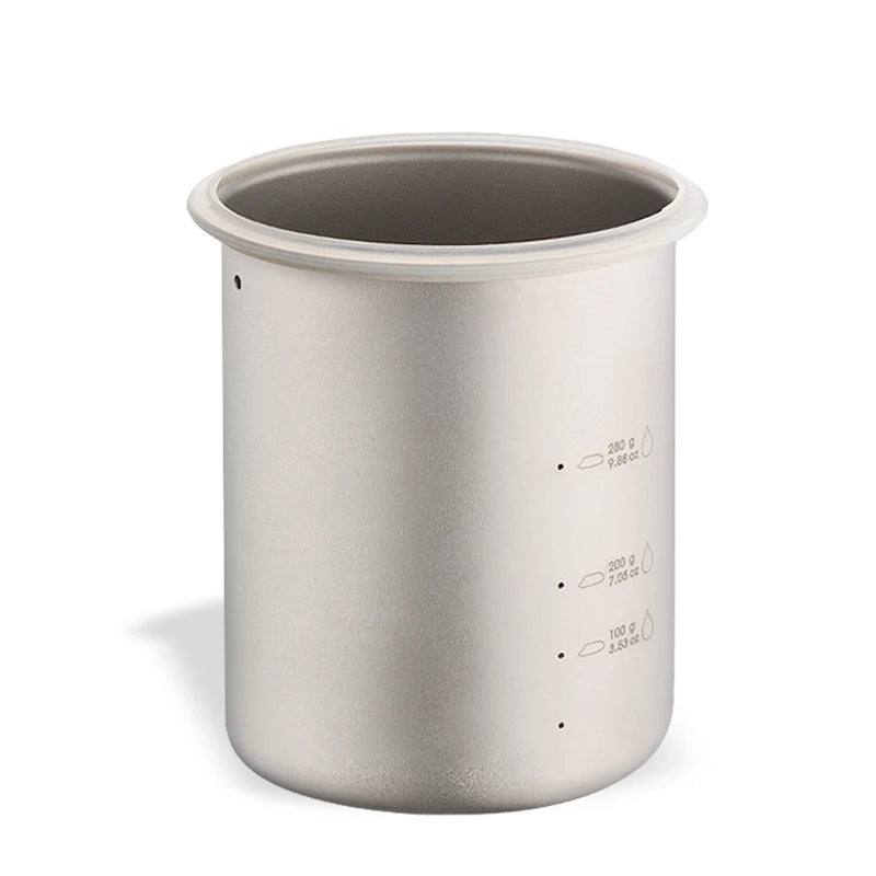 Titanium Cooking Pot 900ml Portable Camping Sauce Pot with Lid - White