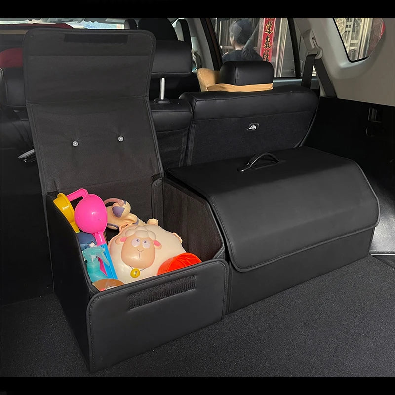 Car Trunk Organizer PU Leather Foldable Storage Bag Auto Boot Box - Small