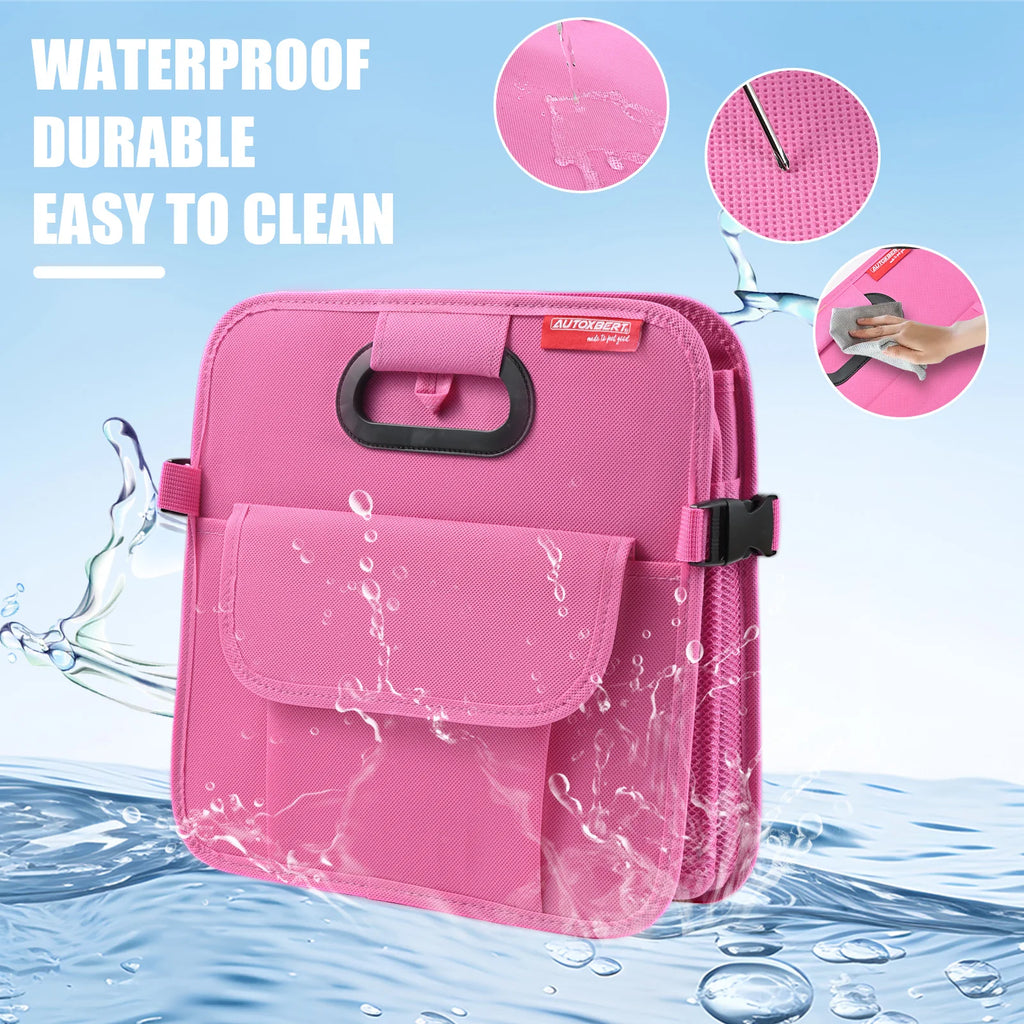 Foldable Car Trunk Organizer 55cm Waterproof Oxford Storage Bag - Pink