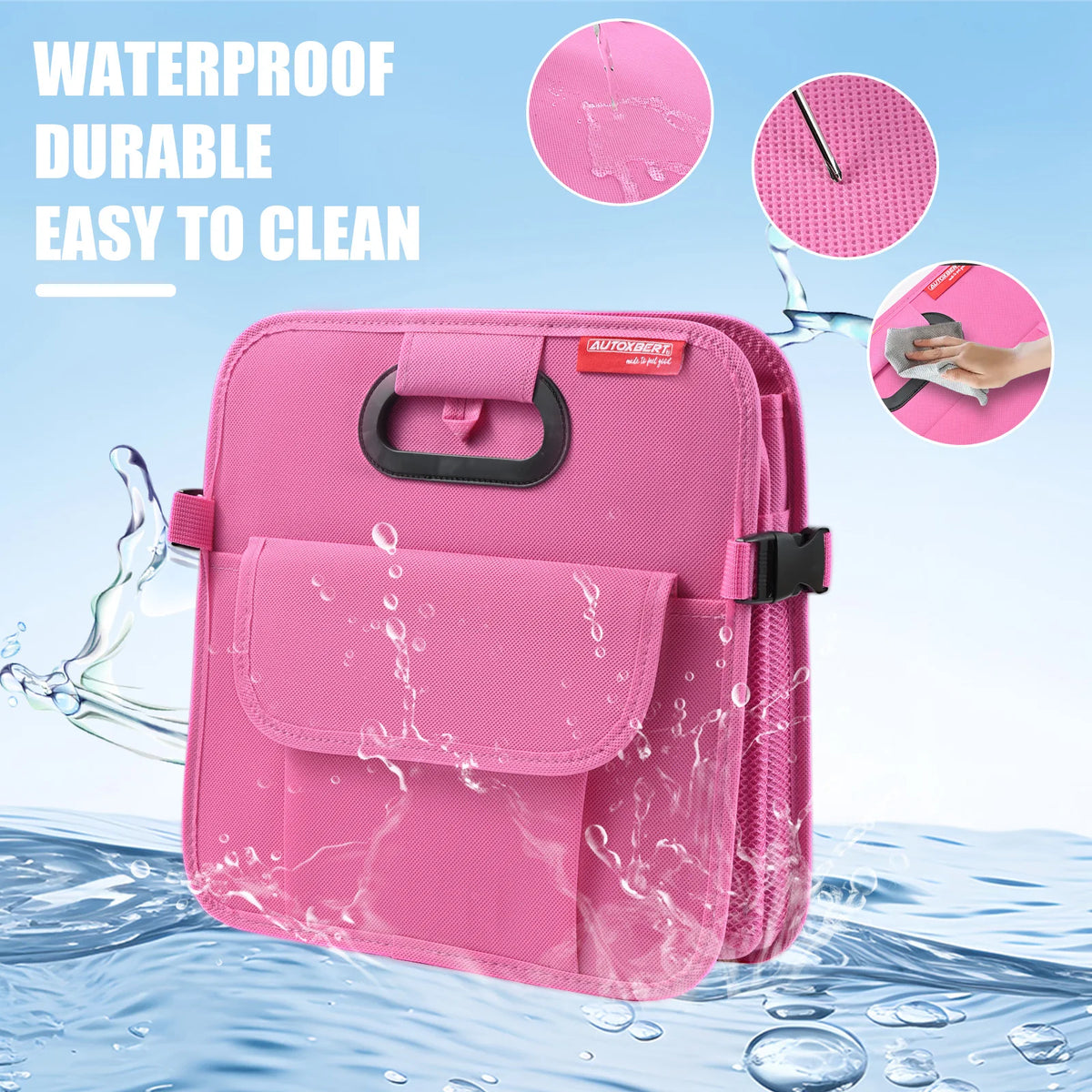 Foldable Car Trunk Organizer 55cm Waterproof Oxford Storage Bag - Pink