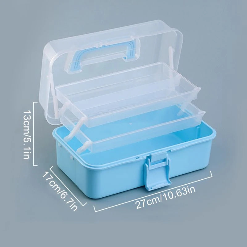 3 Layer Folding Storage Box Portable Organiser with Handle for Home, Travel and Camping