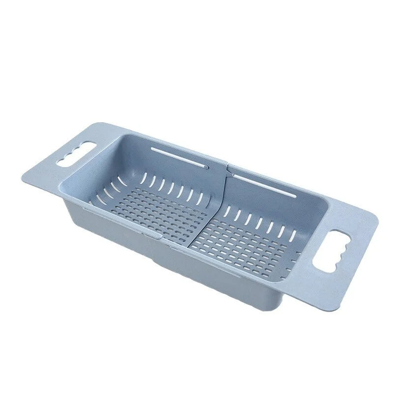Adjustable Dish Drainer Sink Basket Extendable Vegetable Fruit Colander – Blue