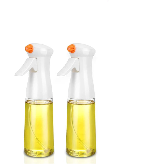 2 Pack 200ml Glass Olive Oil Sprayer Bottles Refillable Cooking Oil Mister for BBQ Baking Air Fryer and Salad – White