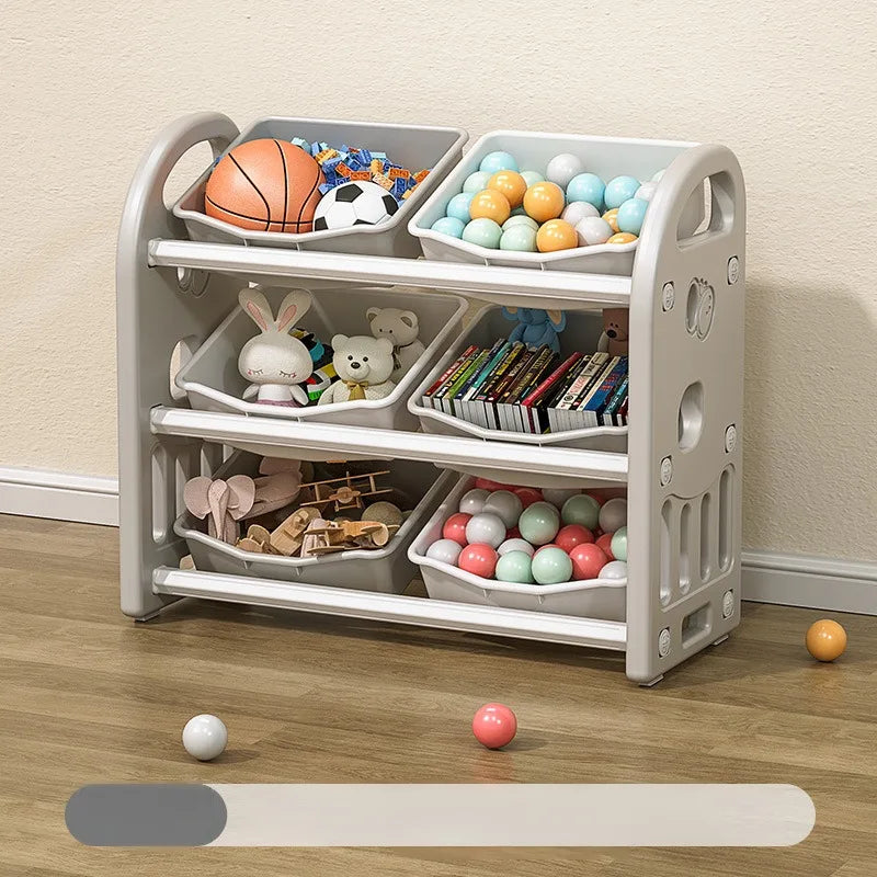 3-Tier Large Capacity Storage Cabinet Floor Standing Plastic Organiser - Grey