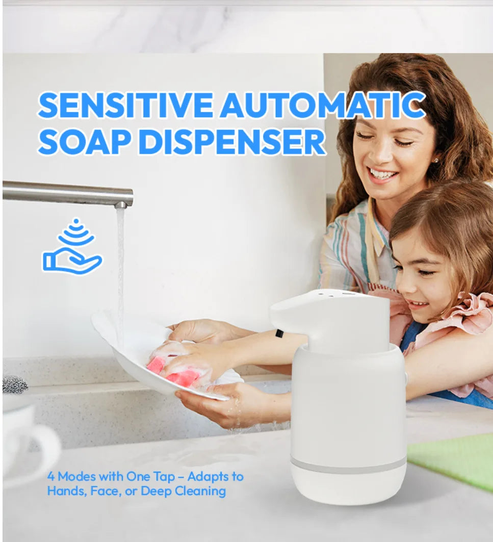 Automatic Touchless Foaming Soap Dispenser USB Rechargeable 4-Level Adjustable Foam Dispenser – White