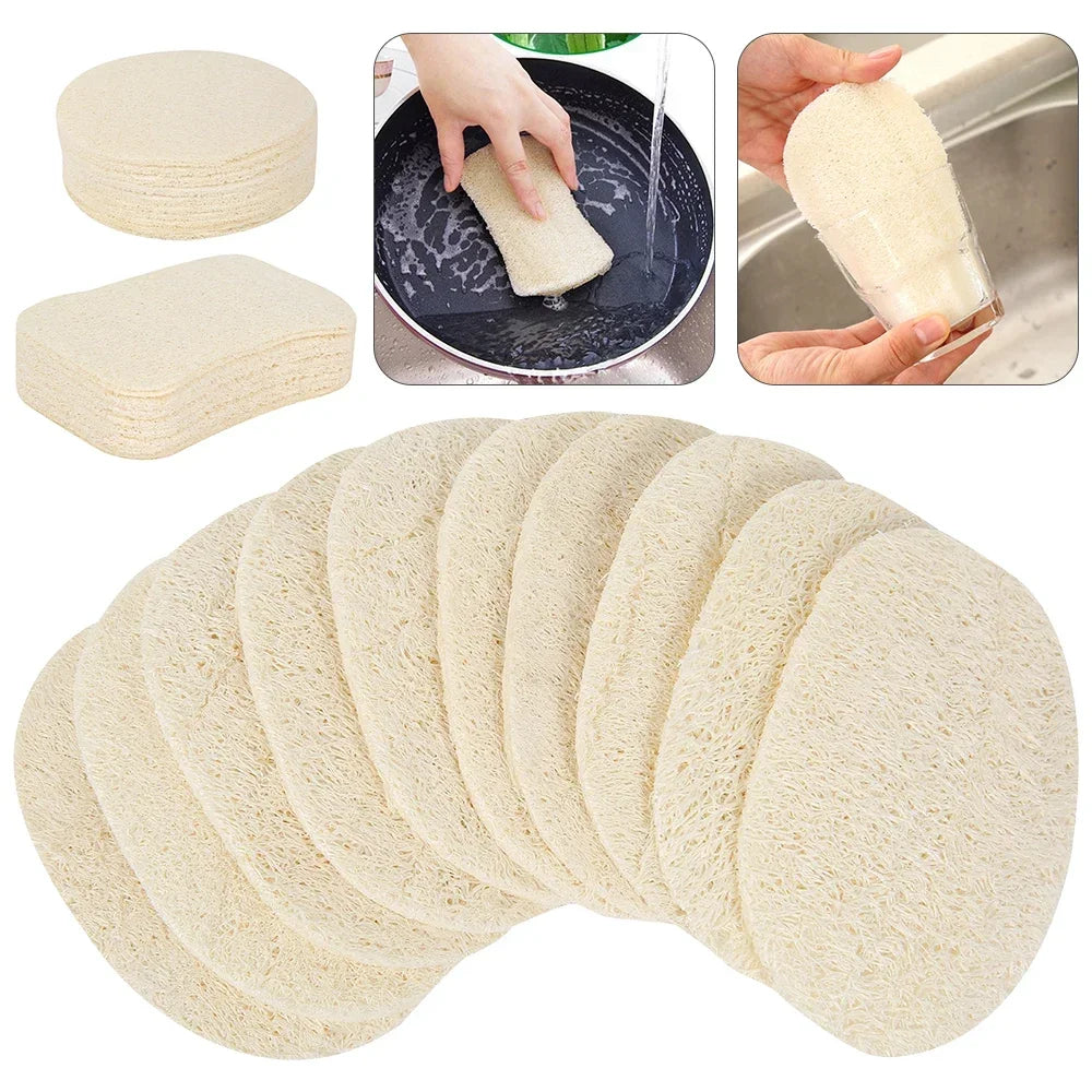 Luffa Scrub Pads Natural Loofah Dish Cleaning Sponges 14×8.5cm - 10 Pack