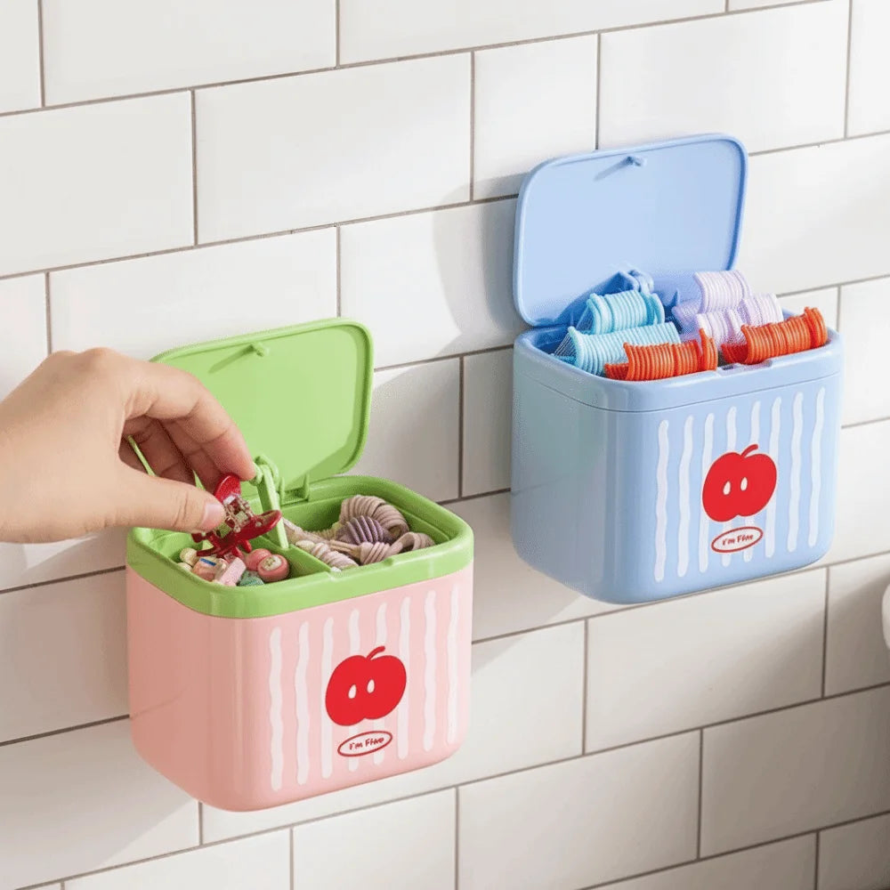 Automatic Cotton Swab Dispenser Dustproof Cotton Bud Holder with Lift-Up Storage Box – Blue