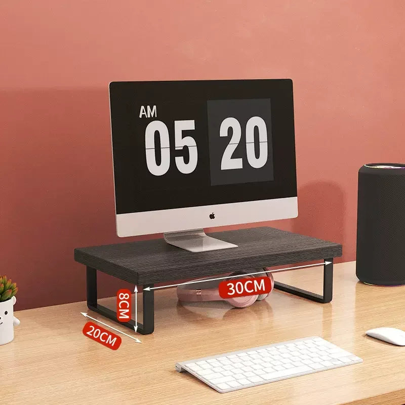Bamboo Monitor Stand Riser Desktop Laptop Shelf Organiser 30 × 20 × 8 cm – Dark Brown