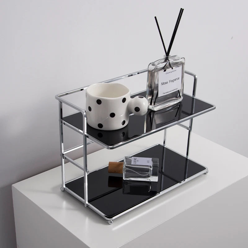 Double-Layer Desktop Storage Rack Acrylic Kitchen Organizer - Milky White