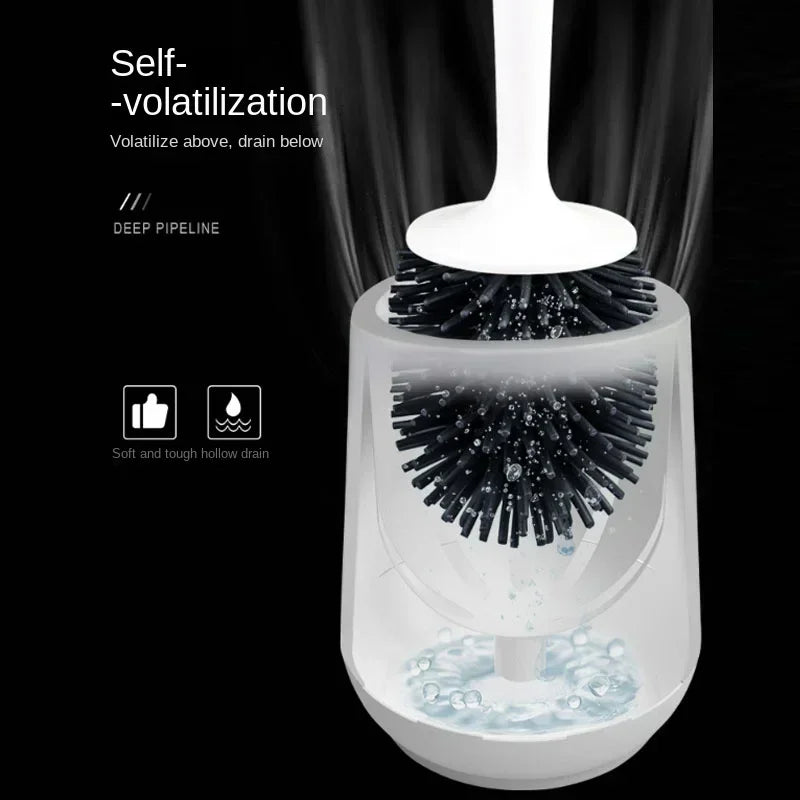 Toilet Brush Floor Standing Soft TPR Silicone Head Bathroom Cleaner - White