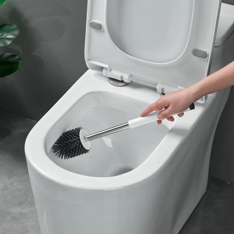 Silicone TPR Toilet Brush with Tweezers Wall Mounted Bathroom Cleaning Brush Set – Triangle
