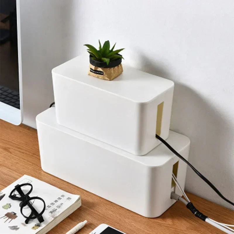Desktop Cable Storage Box Power Strip Organizer – Black