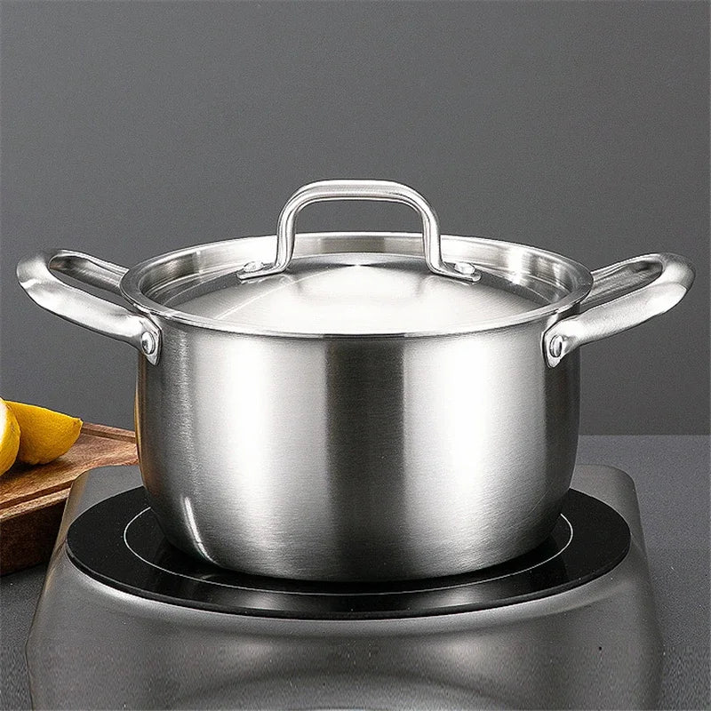 Soup Pot 24cm 316 Stainless Steel Deep Stock Cooking Pot with Lid