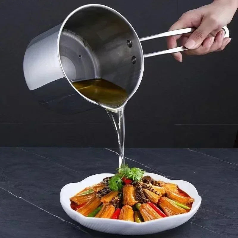 Deep Fryer Pot 12 cm Stainless Steel 3 Piece Set with Strainer and Clip for Induction Cooking