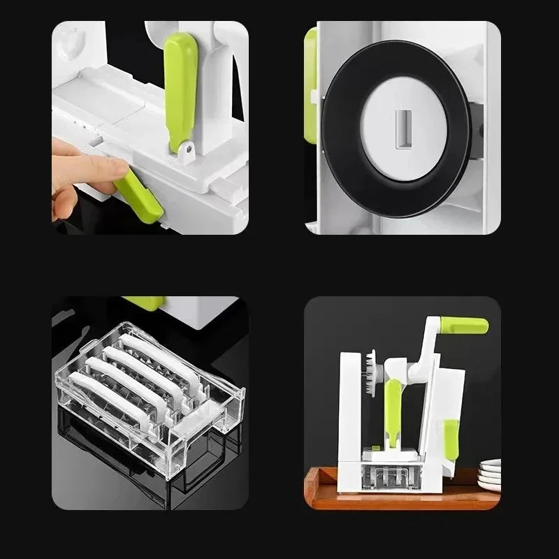 Vegetable Spiraliser 5 Blade Foldable Slicer with Suction Base - Green