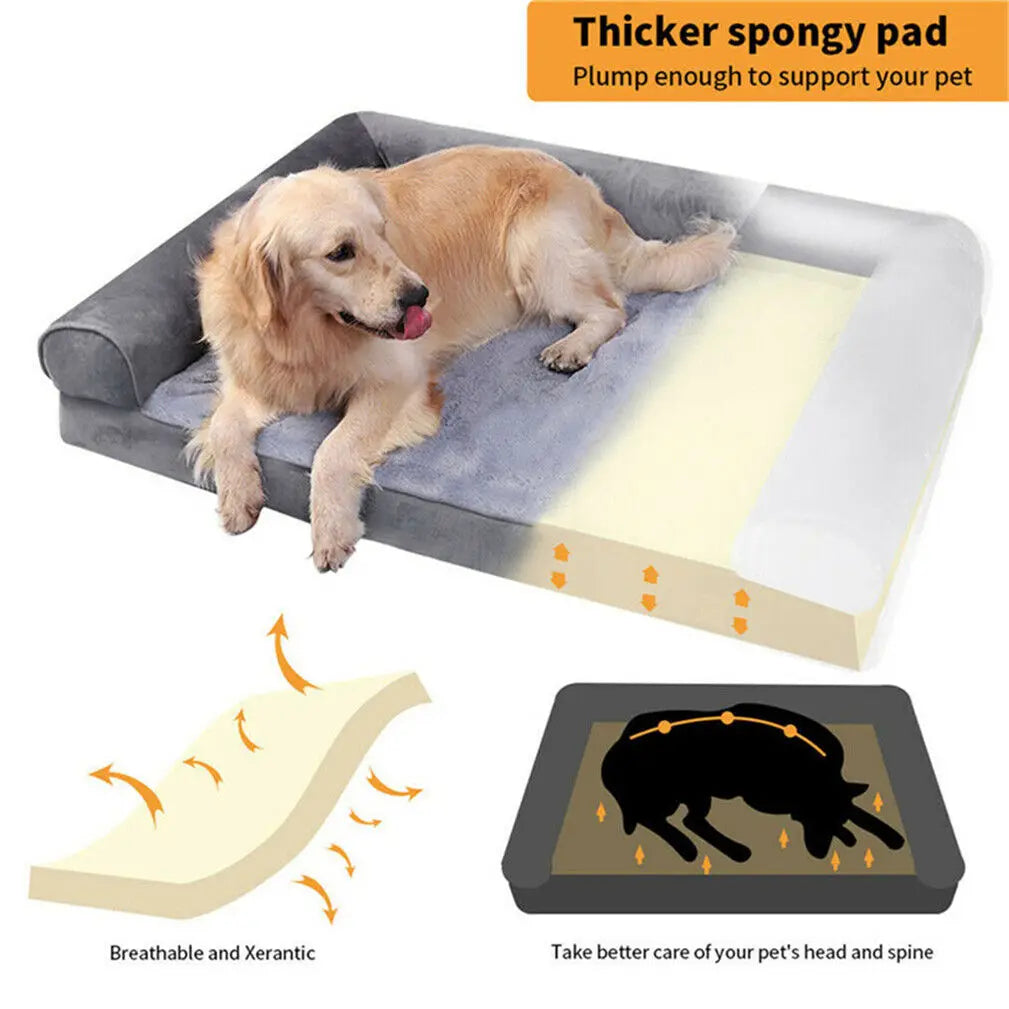 Dog Bed 120x90cm Orthopedic Pet Mattress with Removable Washable Cover Foam Cushion Grey - XL