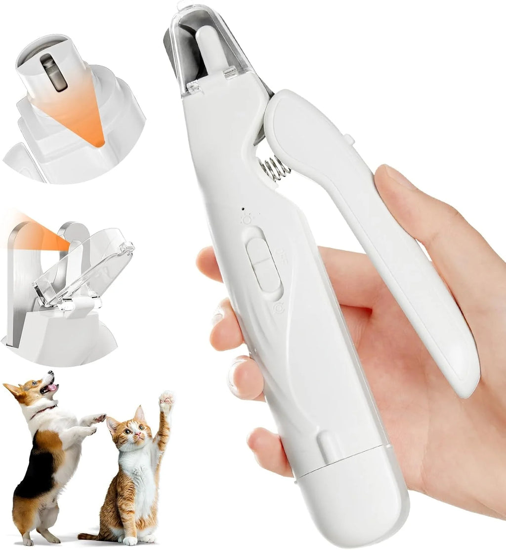 Pet Nail Trimmer USB Rechargeable 2 in 1 LED Light Quiet Nail Care Tool for Dogs and Cats