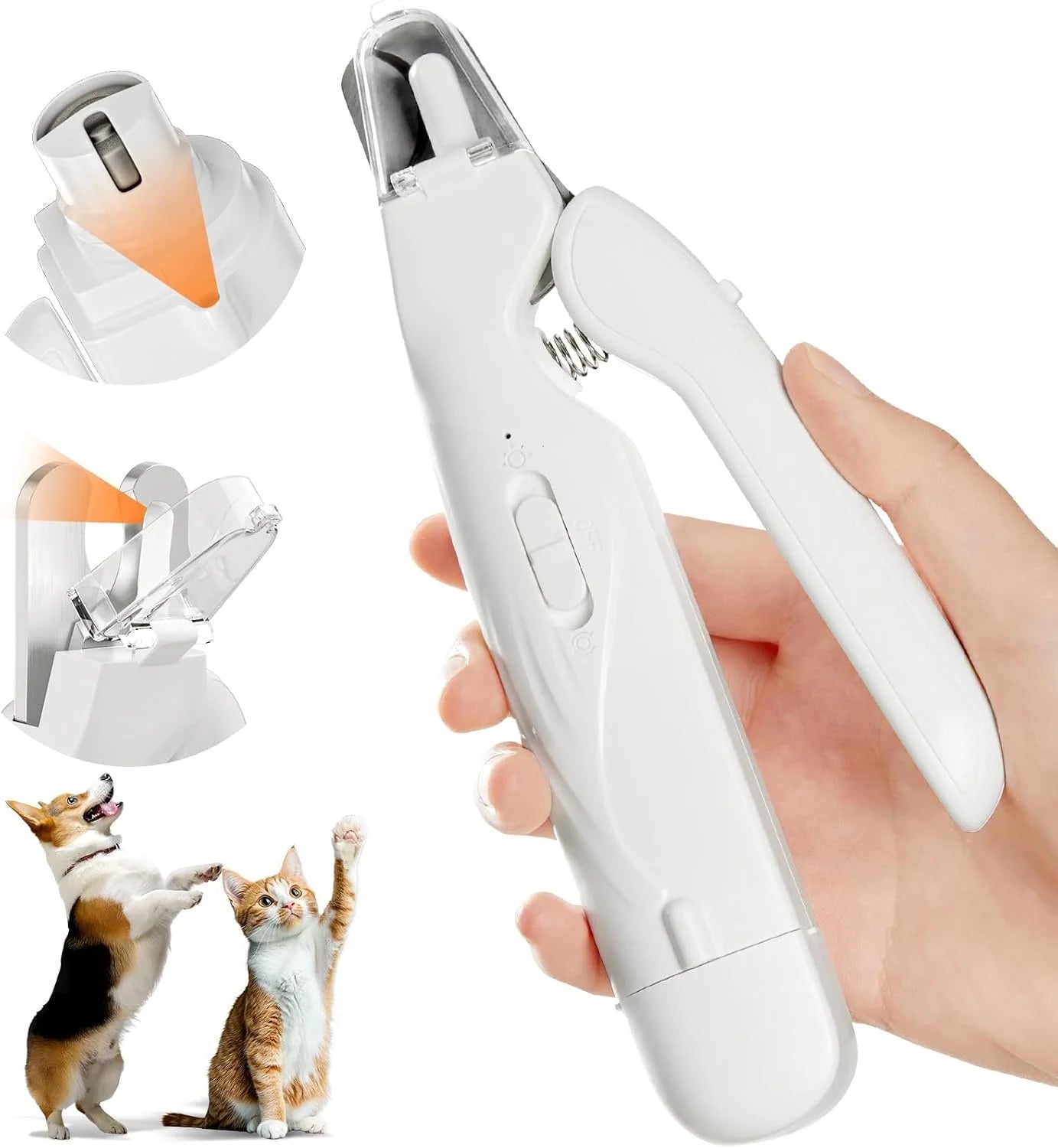 Pet Nail Trimmer USB Rechargeable 2 in 1 LED Light Quiet Nail Care Tool for Dogs and Cats