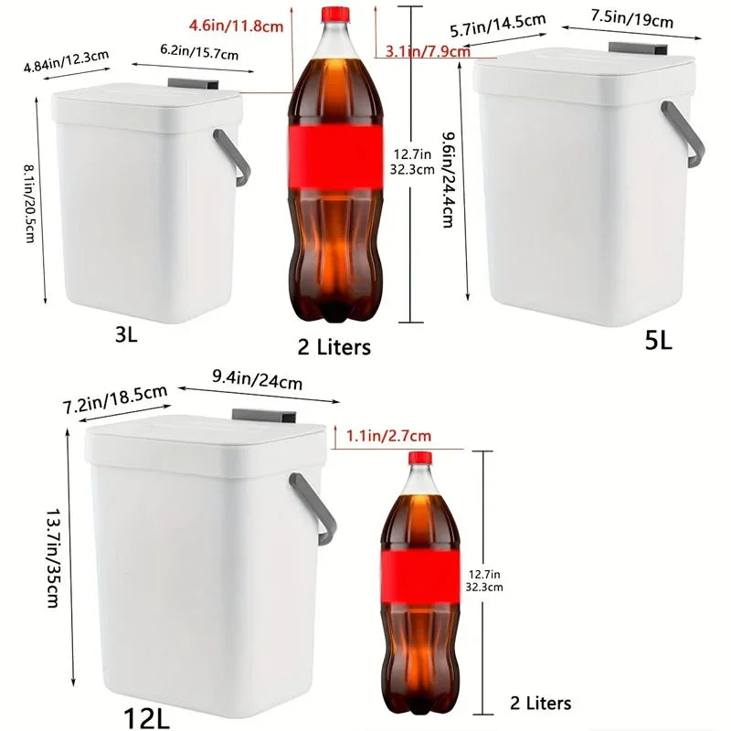Hanging Rubbish Bin 3L Wall Mounted No-Drill Foldable Kitchen Waste Bin - Blue