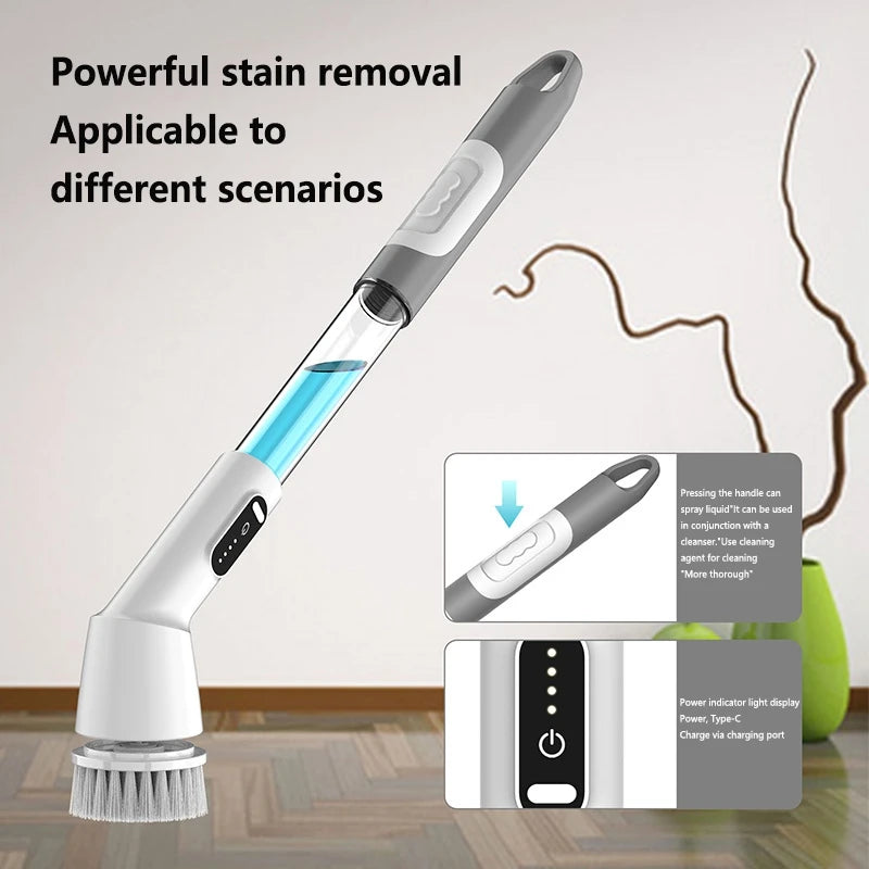 Cleaning Brush 220V Waterproof Handheld Electric Scrubber Floor and Tile Cleaning Tool