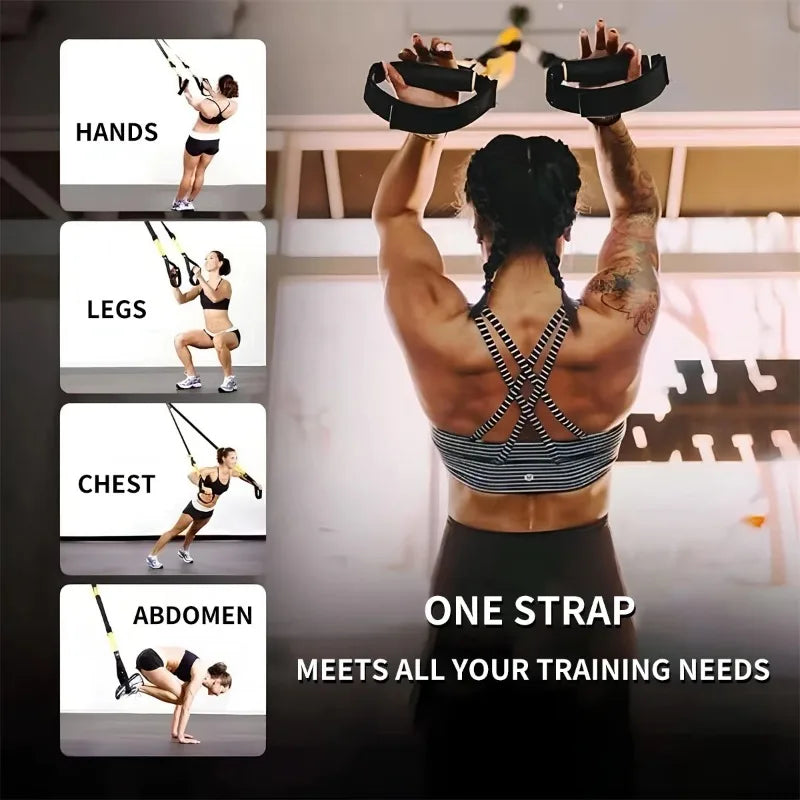 Suspension Training Band Adjustable Resistance Straps Portable Full Body Workout System - 1 Set